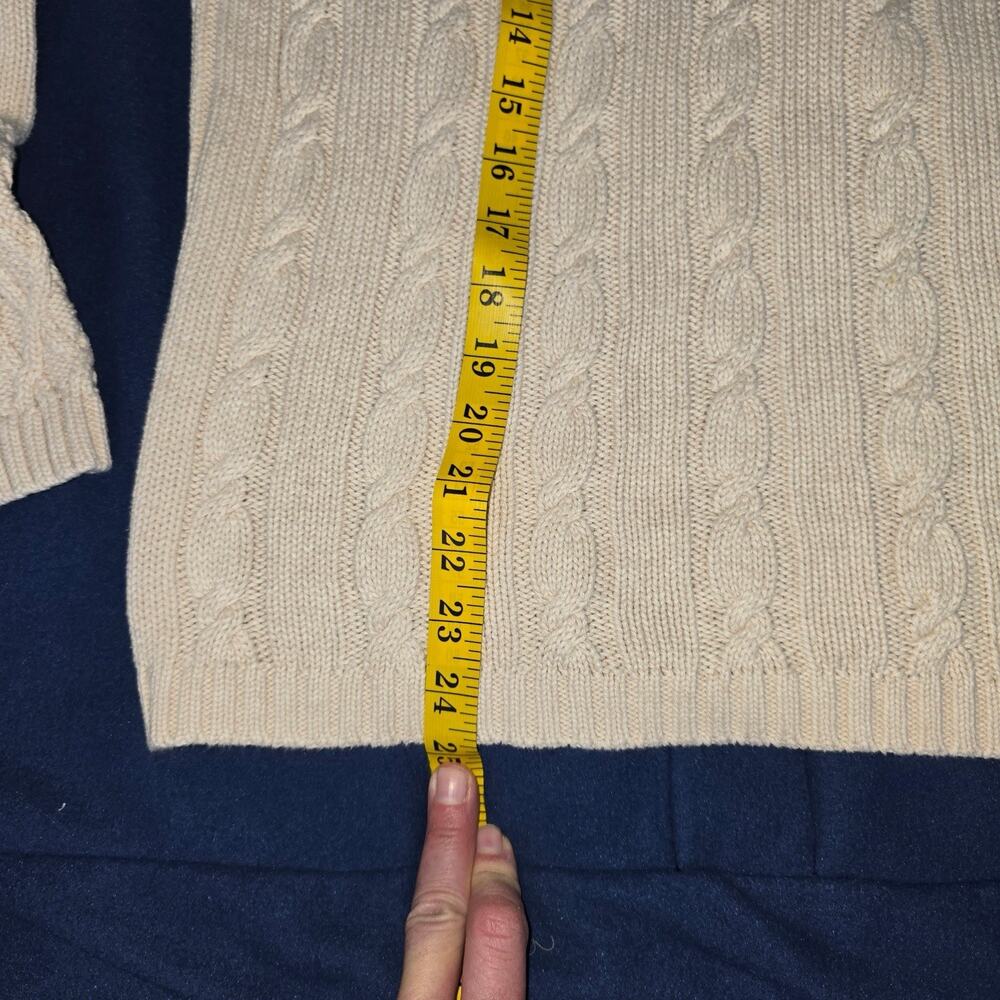Jeane Pierre Women's L Ivory Cable Knit Fisherman Turtleneck Sweater 100% Cotton - Picture 6 of 6